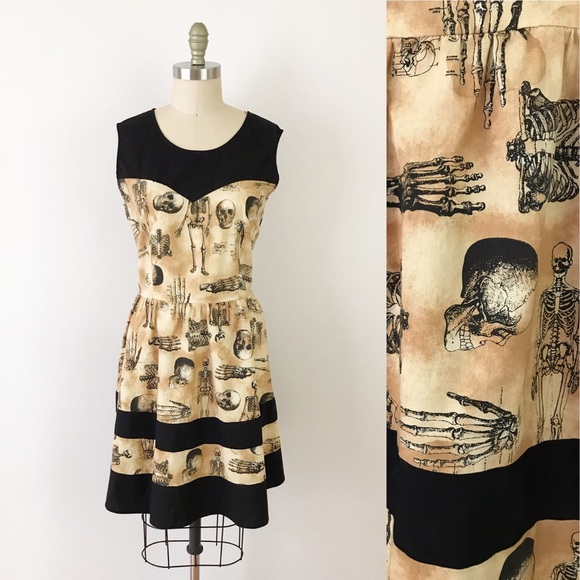 Modcloth Dresses & Skirts - Modcloth Bones Skeleton Print Dress Halloween R780